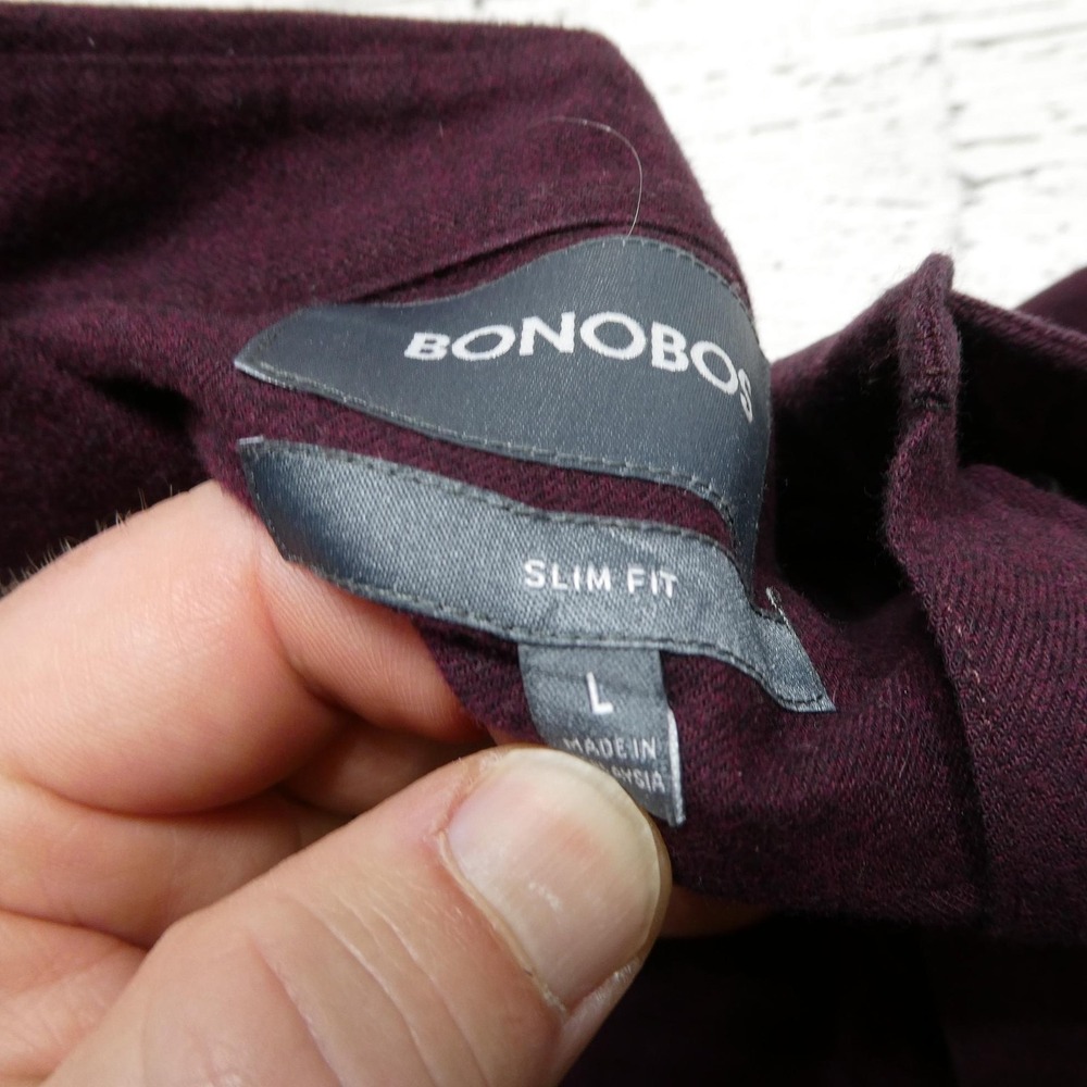 Bonobos Shirt Mens Large Purple Solid Long Sleeve Button Up Slim Fit Casual - Picture 4 of 8